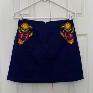 Blue Embroidered Skirt